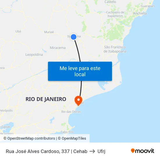 Rua José Alves Cardoso, 337 | Cehab to Ufrj map