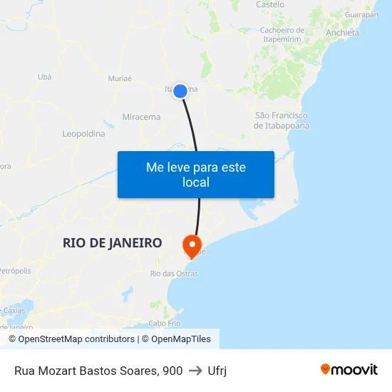 Rua Mozart Bastos Soares, 900 to Ufrj map