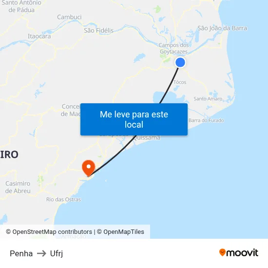 Penha to Ufrj map