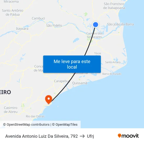 Avenida Antonio Luiz Da Silveira, 792 to Ufrj map