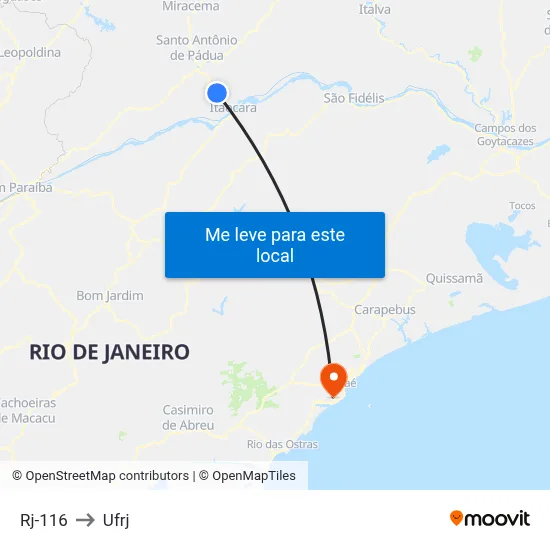 Rj-116 to Ufrj map