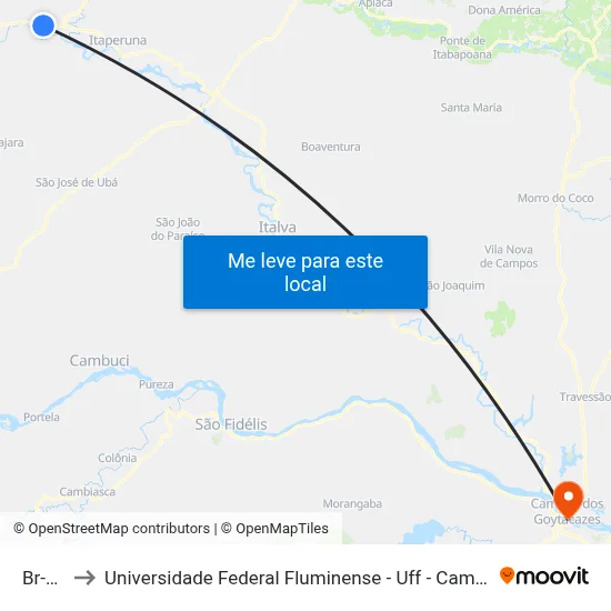 Br-356 to Universidade Federal Fluminense - Uff - Campus Campos 2 map