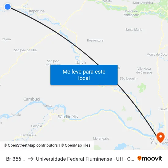 Br-356, 151 to Universidade Federal Fluminense - Uff - Campus Campos 2 map