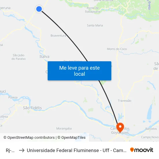 Rj-186 to Universidade Federal Fluminense - Uff - Campus Campos 2 map
