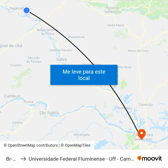 Br-356 to Universidade Federal Fluminense - Uff - Campus Campos 2 map