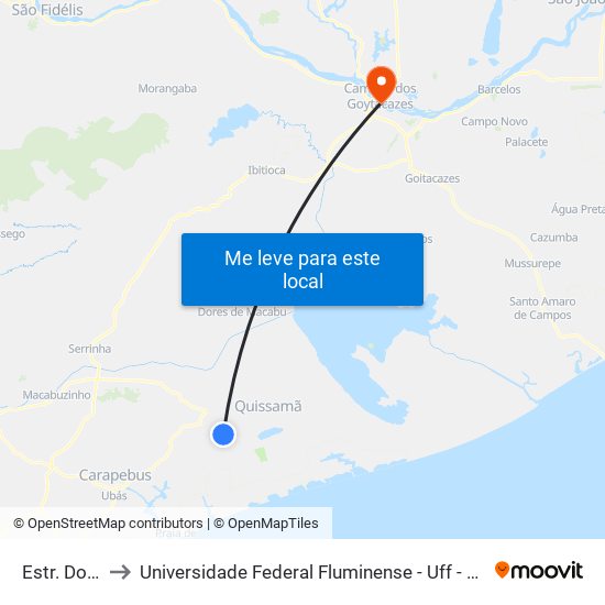 Estr. Do Meio to Universidade Federal Fluminense - Uff - Campus Campos 2 map