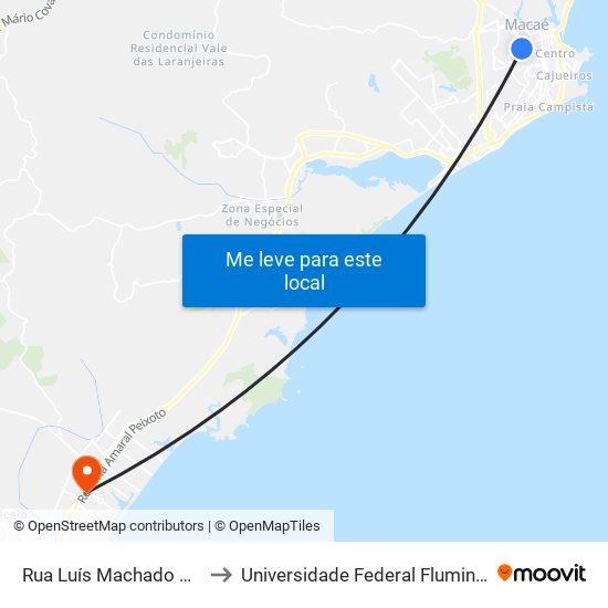 Rua Luís Machado Portugal Próximo Ao 72 to Universidade Federal Fluminense (Campus Rio Das Ostras) map