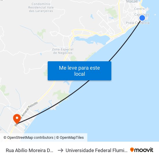 Rua Abílio Moreira De Miranda Próximo Ao 134 to Universidade Federal Fluminense (Campus Rio Das Ostras) map