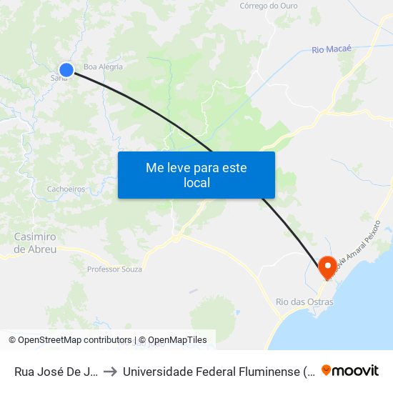 Rua José De Jesus Junior to Universidade Federal Fluminense (Campus Rio Das Ostras) map