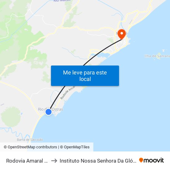 Rodovia Amaral Peixoto to Instituto Nossa Senhora Da Glória - Castelo map