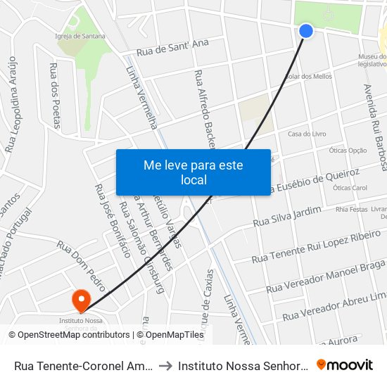 Rua Tenente-Coronel Amado Próximo Ao 203 to Instituto Nossa Senhora Da Glória - Castelo map