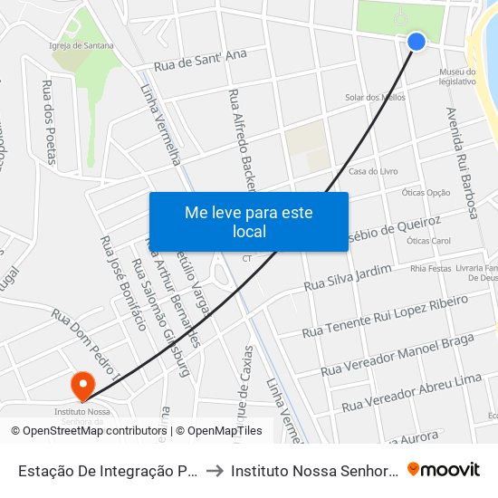 Estação De Integração Praça Washington Luiz to Instituto Nossa Senhora Da Glória - Castelo map