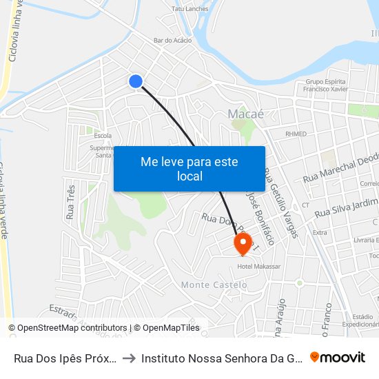 Rua Dos Ipês Próximo Ao 2 to Instituto Nossa Senhora Da Glória - Castelo map