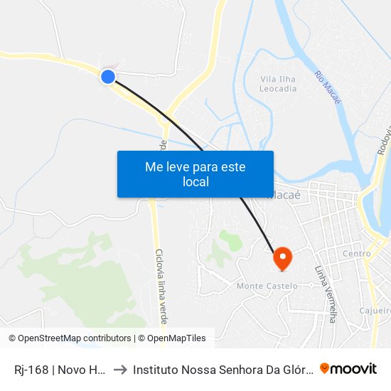 Rj-168 | Novo Hospital to Instituto Nossa Senhora Da Glória - Castelo map