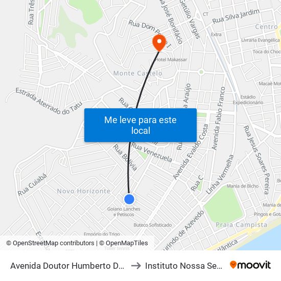 Avenida Doutor Humberto De Queiroz Matoso Próximo Ao 523 to Instituto Nossa Senhora Da Glória - Castelo map