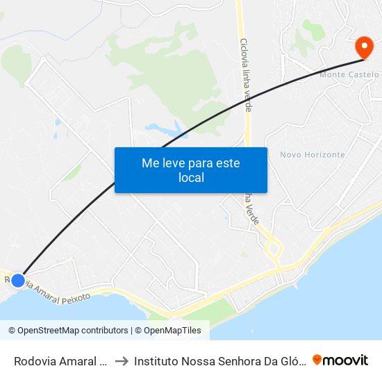 Rodovia Amaral Peixoto to Instituto Nossa Senhora Da Glória - Castelo map