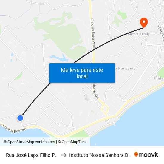 Rua José Lapa Filho Próximo Ao 212 to Instituto Nossa Senhora Da Glória - Castelo map