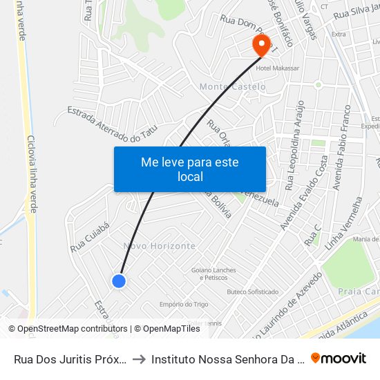 Rua Dos Juritis Próximo Ao 377 to Instituto Nossa Senhora Da Glória - Castelo map