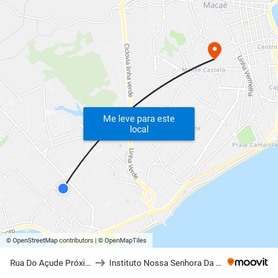 Rua Do Açude Próximo Ao 707 to Instituto Nossa Senhora Da Glória - Castelo map