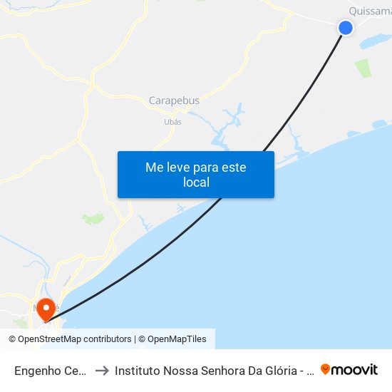 Engenho Central to Instituto Nossa Senhora Da Glória - Castelo map