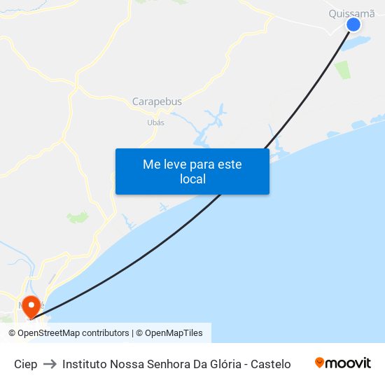 Ciep to Instituto Nossa Senhora Da Glória - Castelo map