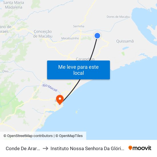 Conde De Araruama to Instituto Nossa Senhora Da Glória - Castelo map