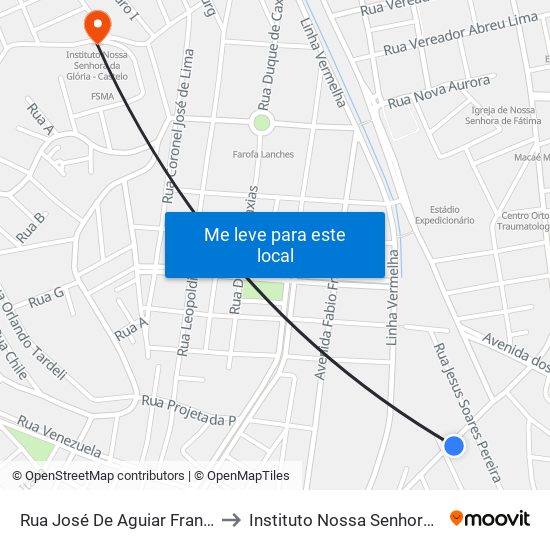 Rua José De Aguiar Franco Próximo Ao 179 to Instituto Nossa Senhora Da Glória - Castelo map