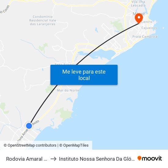 Rodovia Amaral Peixoto to Instituto Nossa Senhora Da Glória - Castelo map