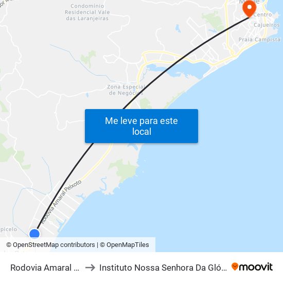 Rodovia Amaral Peixoto to Instituto Nossa Senhora Da Glória - Castelo map