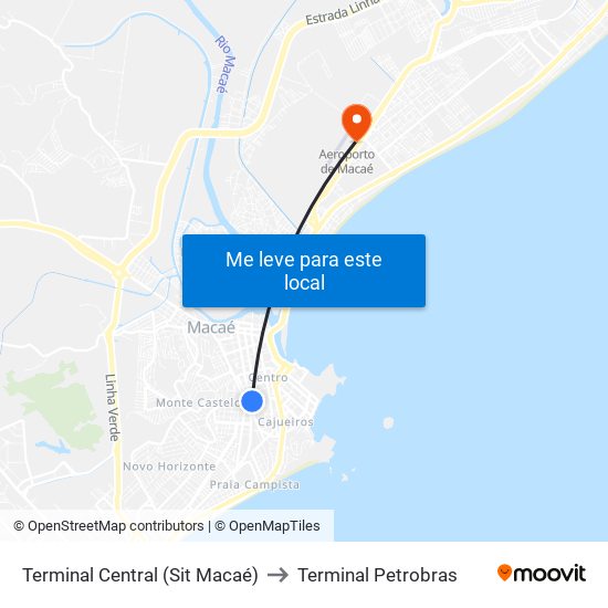 Terminal Central (Sit Macaé) to Terminal Petrobras map