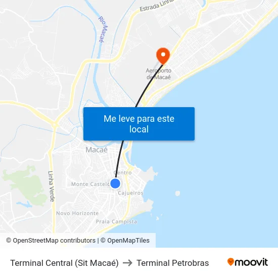 Terminal Central (Sit Macaé) to Terminal Petrobras map