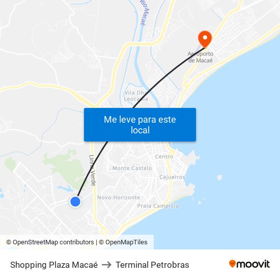 Shopping Plaza Macaé to Terminal Petrobras map