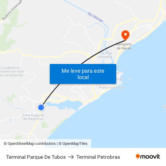 Terminal Parque De Tubos to Terminal Petrobras map