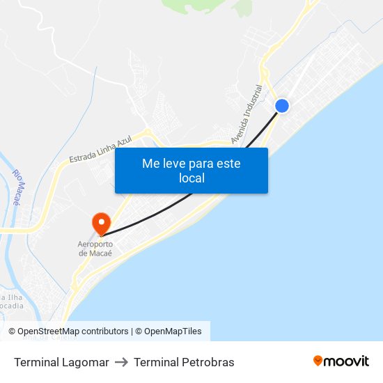 Terminal Lagomar to Terminal Petrobras map