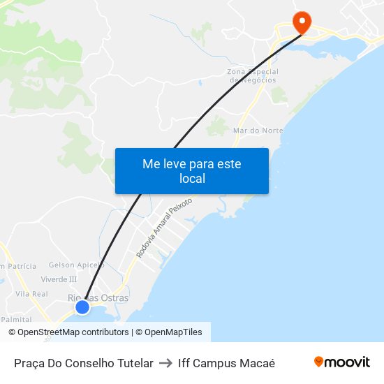 Praça Do Conselho Tutelar to Iff Campus Macaé map