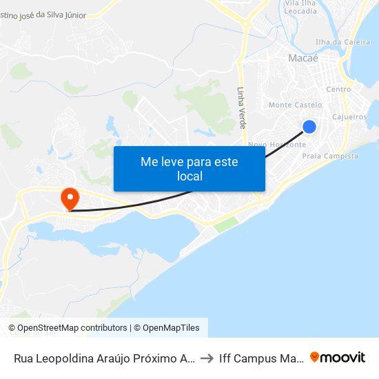 Rua Leopoldina Araújo Próximo Ao 835 to Iff Campus Macaé map