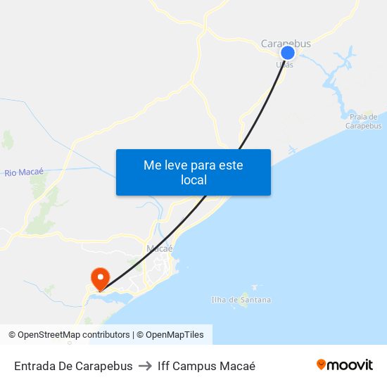 Entrada De Carapebus to Iff Campus Macaé map