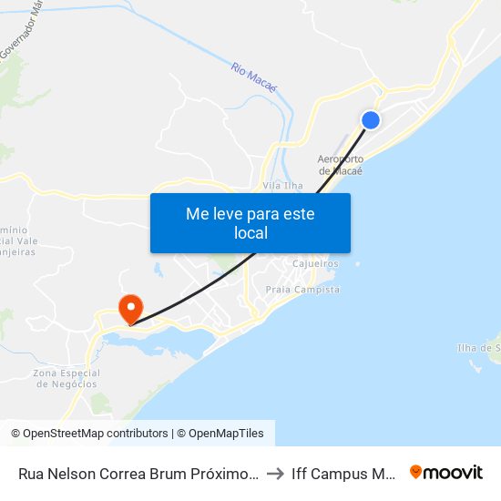 Rua Nelson Correa Brum Próximo Ao 62 to Iff Campus Macaé map