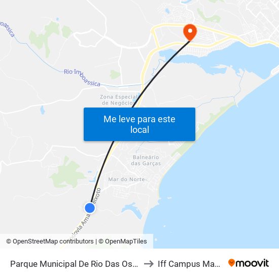 Parque Municipal De Rio Das Ostras to Iff Campus Macaé map