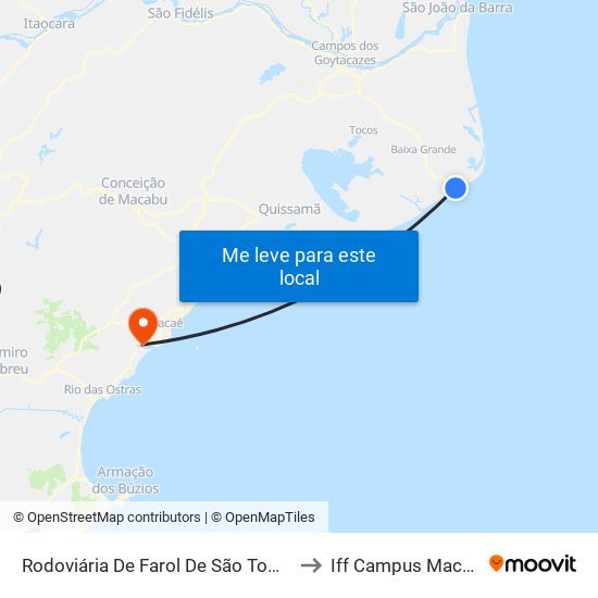 Rodoviária De Farol De São Tomé to Iff Campus Macaé map