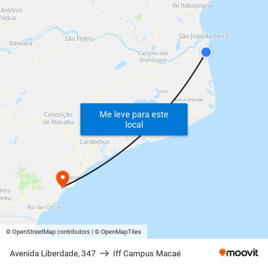 Avenida Liberdade, 347 to Iff Campus Macaé map