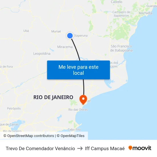 Trevo De Comendador Venâncio to Iff Campus Macaé map