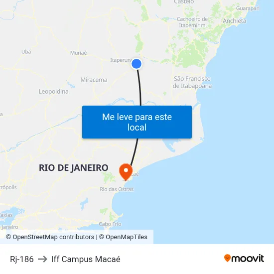 Rj-186 to Iff Campus Macaé map