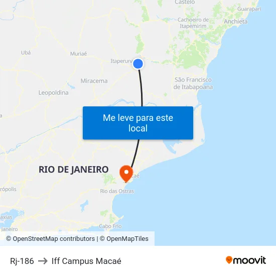 Rj-186 to Iff Campus Macaé map