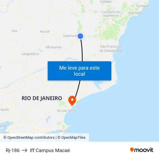 Rj-186 to Iff Campus Macaé map