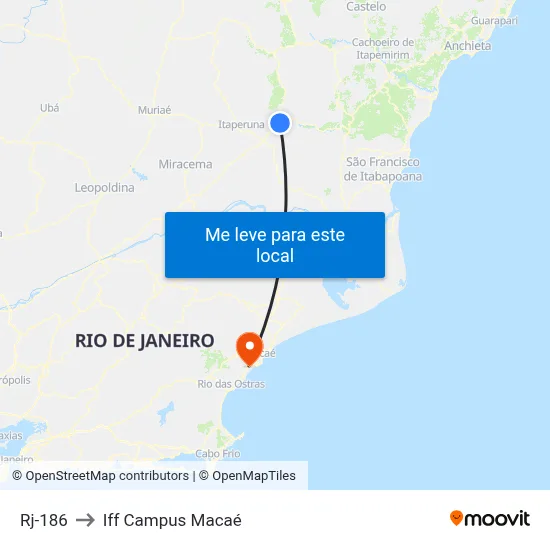 Rj-186 to Iff Campus Macaé map