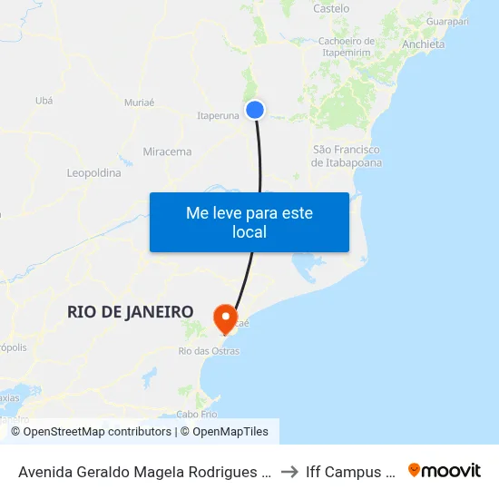Avenida Geraldo Magela Rodrigues (Rj-186), 2515 to Iff Campus Macaé map