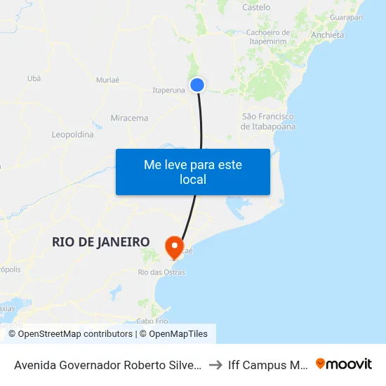 Avenida Governador Roberto Silveira, 1634 to Iff Campus Macaé map