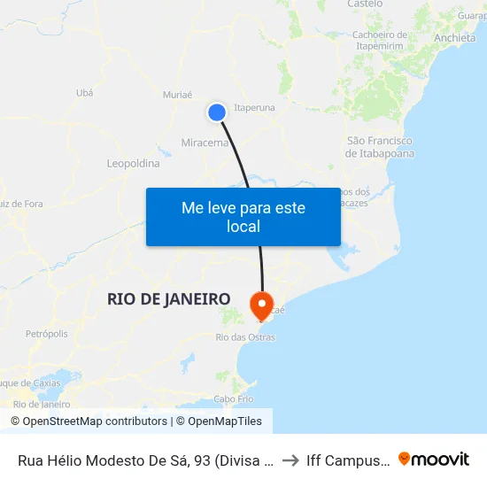 Rua Hélio Modesto De Sá, 93 (Divisa De Laje Do Muriaé) to Iff Campus Macaé map