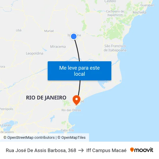 Rua José De Assis Barbosa, 368 to Iff Campus Macaé map
